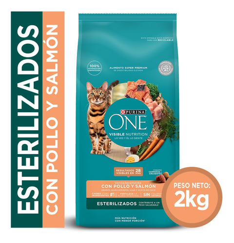 Alimento Purina One Gato Esterilizado Pollo Y Salmón 2kg Np