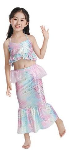 Traje De Baño De Sirena Con Estampado De Cola De Pez