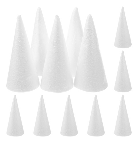 12 Conos Blancos Lisos Para Manualidades, 12 Unidades, 10 Cm