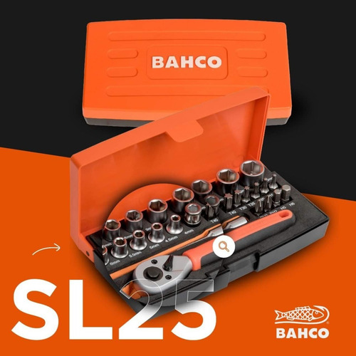 Imagen 4 de 9 de Juego Tubo Bocallave 1/4 Bahco Sl25-a Torx Allen 25 Piezas