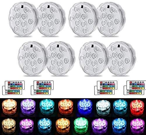 Luces - Paquete De 8 Luces Led Sumergibles Con Control Remot