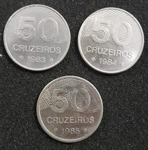 Set Moeda 50 Cruzeiros Ano 1983, 1984, 1985 Brasil