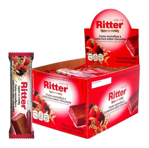 Barra De Cereal 25g Ritter Frutos Rojos Y Chocolate X24