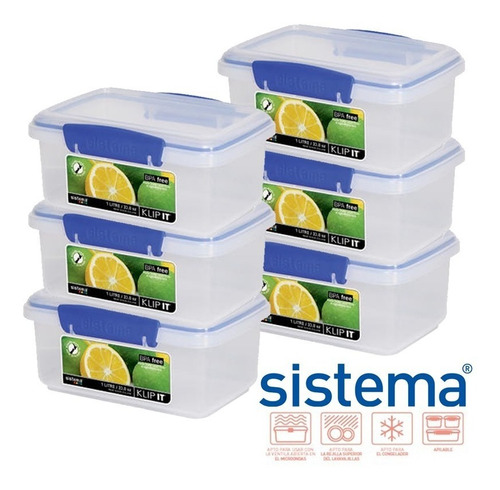 6 Contenedores Rubbermaid Sistema Klip It 1 Litro Original