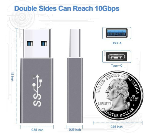 Adaptador - Usb-c 3.1 Hembra A Usb 3.1 Gen 2 Macho - 10gbps