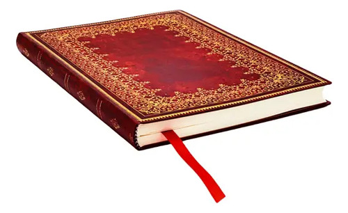 Cuaderno Paperblanks Hoja De Oro - Cuero Antiguo Midi Rayado Rojo