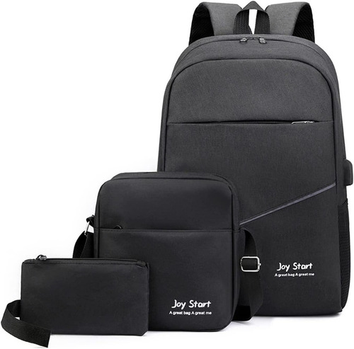 Pack Mochila + Bolso + Neceser Con Puerto Usb Para Notebook 