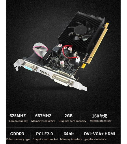 Tarjeta Gráfica Hd7450 64 Bits 2 Gb Gddr3 Pci-e 2.0 X16 Para