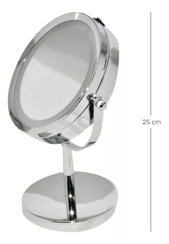 Espejo de maquillaje cuadrado con aumento 5X iluminado LED montado en la  pared con enchufe, acabado cromado pulido Dowry1802D-8x5