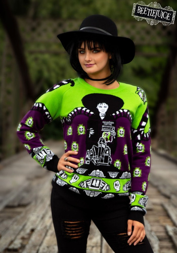 Sueter Feo Ugly Sweater Navidad Beetlejuice Lydia P/ Damas