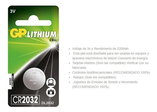 Pack 20 Pilas Gp Lithium 3v Cr2032 Pack 4x5u