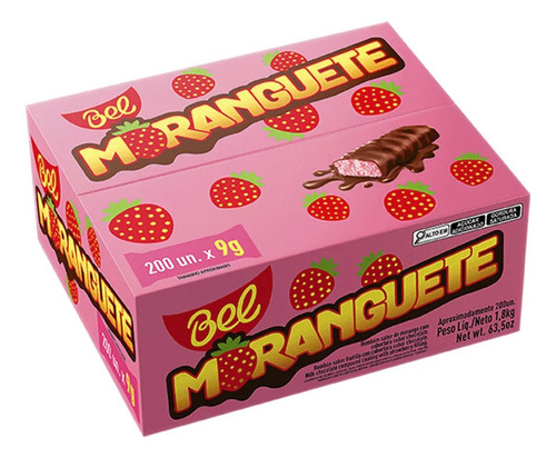 Caixa de bombom de chocolate Moranguete 200 unidades 9gr