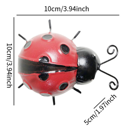 4x Garden Ladybug Ornamentos De Pared Decoración De La
