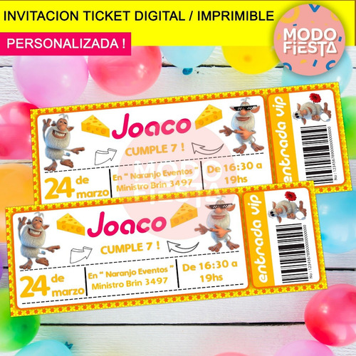 Invitaciones Digitales Cumpleaños Imprimibles Booba