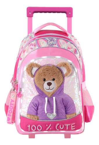 Mochila Con Carro Escolar 18 Pulgadas Footy Osito Teddy