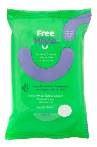 Lenços Umedecidos Antissépticos Free Wipes Freew01