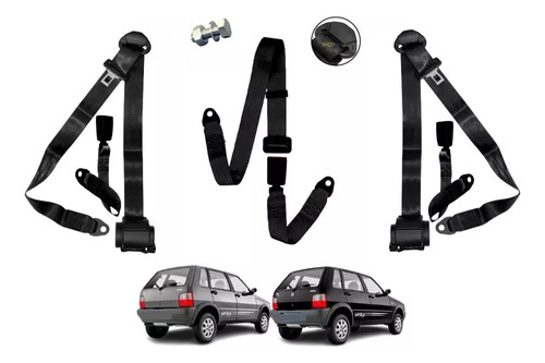 Kit Cinto Segurança Fiat Uno Way Retrátil Universal Traseiro