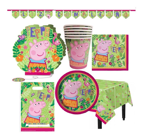 Pack Cumpleaños Peppa Pig Original X 12 Cotillón Activarte