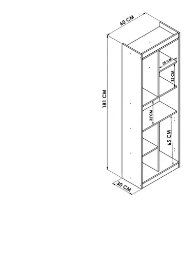Biblioteca Muebles Web Repisa Con Puertas Color Almendra/onix 181cm X 60cm X 30cm Con 7 Estantes