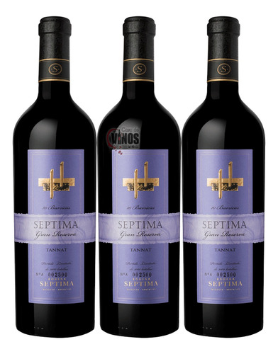 Vino Septima 10 Barricas Gran Reserva Tannat Pack X3 