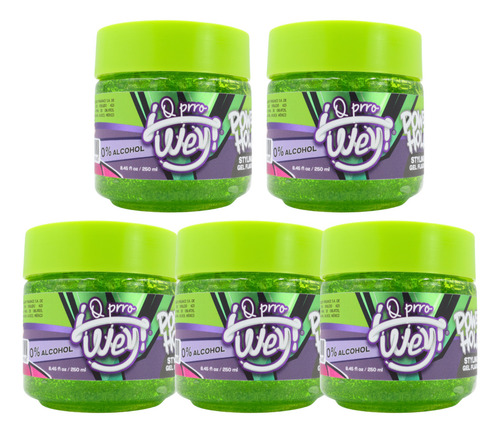 5 Geles Para Cabello Fijación Fuerte, Sin Alcohol, 250ml C/u