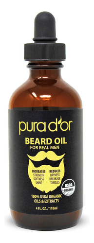 Pura D'or Aceite Organico Para Barba, Certificado Por Usda, 