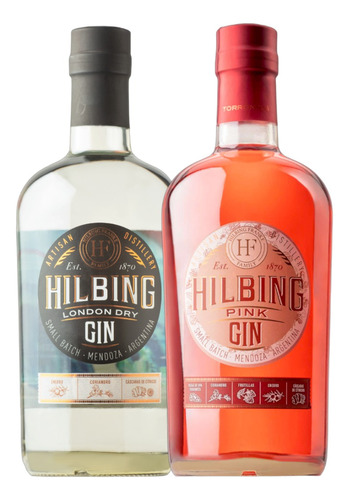 Gin Hilbing London + Pink Handcrafted Ginebra Botanic X2