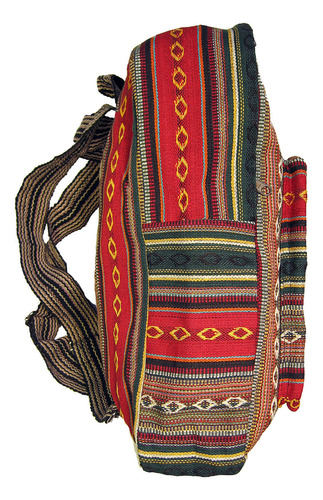 Colecciones Originales Mochila Hippie Étnica De Algodón Rojo Color Multicolor