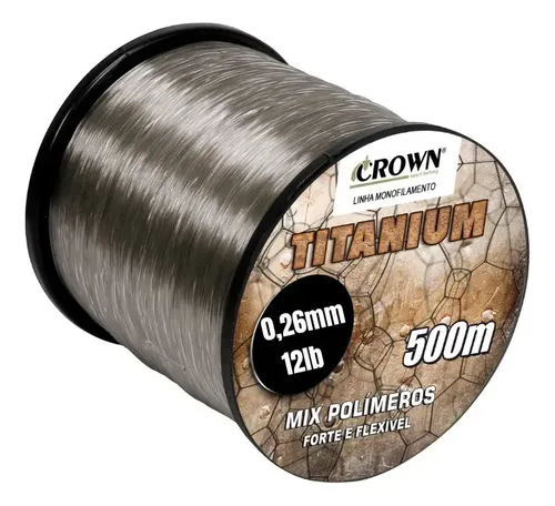 Linha P/ Pesca Titanium 0,26mm 12lb. 500m Crown Mix Polímero Cor