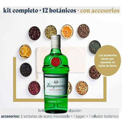 Gin Tanqueray Kit 12 Botanico Bolsa Jigger Cuchara Bartender