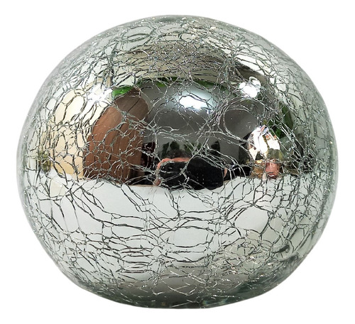 Bola Decorativa Vidro Craquelada Esfera Espelhada Tam-g Nº10 Cor Prata