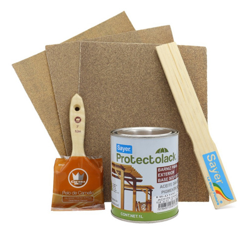 Kit Corona Aceite Danés Brocha Lijas Mezclador