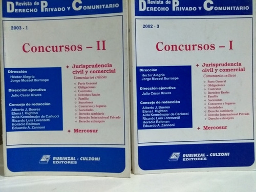 Revista De Derecho Privado 2003 1 Y 2 - Concursos 2 Tomos