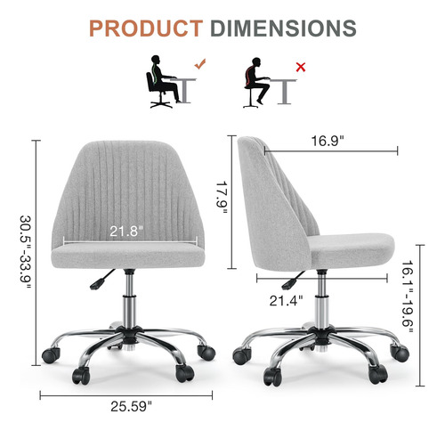 Silla De Escritorio Moderna Giratoria Con Ruedas Sin Brazos
