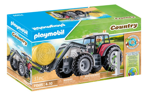 Juego Playmobil Country Tractor Grande Con Accesorios 31 Piezas 3+