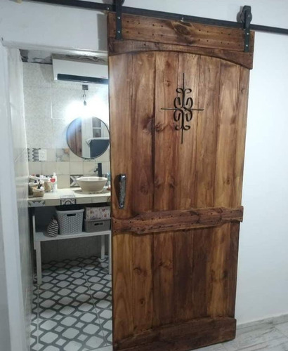 Puerta Granero Madera Y Hierro Calado