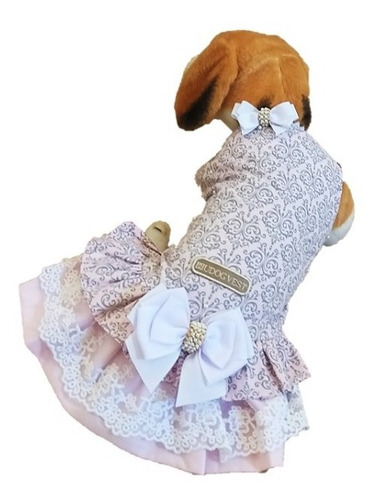 Roupinha Vestido Arabesco Rosa Cachorro Fêmea Pp, P, M, G 