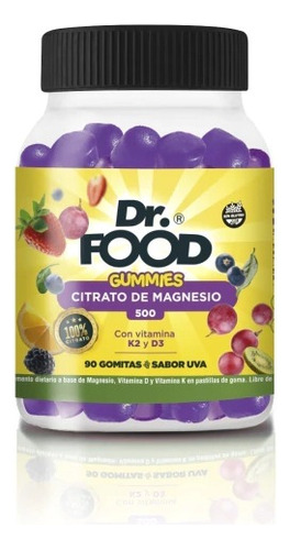 Citrato De Magnesio 500 Mg +k2 Y D3- Gomitas Dr Food- Msa Sabor Uva