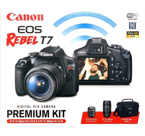 Imagen 1 de 2 de Cámara Canon Eos Rebel T7 Premium Kit Lentes 18-55 75-300mm