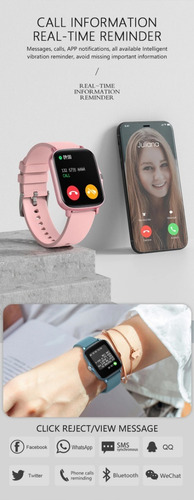 Smartwatch Colmi P8 Plus 1.69" caja de aleación de zinc pink, malla pink de silicona