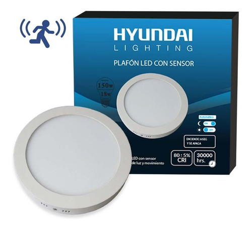 Panel Led 18w Sobrepuesto Luz Fria Sensor Movimiento Hyundai Color de la luz Blanco frío