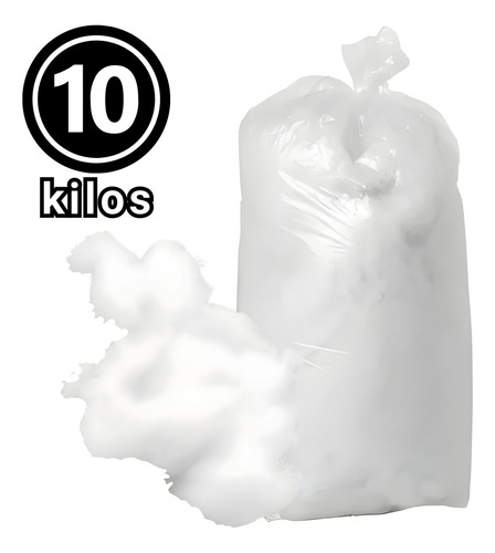 Vellón Siliconado Premium 100% Puro Importado Fibra Poliéster Eslon Korea Relleno Almohadones Peluches Muñecos Cojines Acolchados Artesanías 10 Kg Blanco Máxima Suavidad Calidad Hipoalergenico
