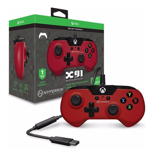 Control Alambrico X91 Xbox One Rojo Original Hyperkin Nuevo