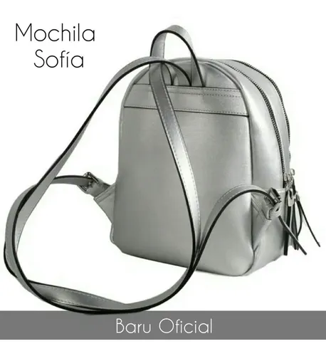 Mochila Mediana Xl Extra Large Modelo Sofia Color Plateado