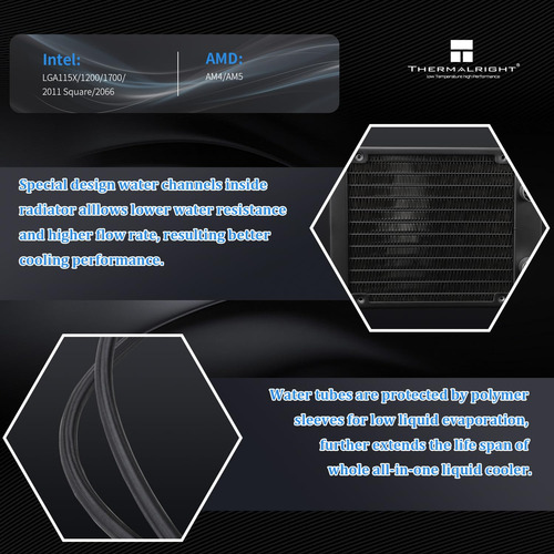 Enfriador De Cpu Thermalright Aqua Elite 120 V3 Aio, 120 Líq