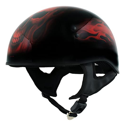 Casco De Media Concha 'calavera De Llama Roja' Hot Leathers