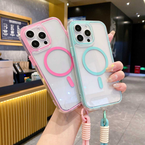 Funda Magsafe Con Cuerda De Mano Para iPhone 11, 12, 13, 14, 15, 16, 17 Pro Max, 14plus, 15plus, 16plus, A Prueba De Golpes