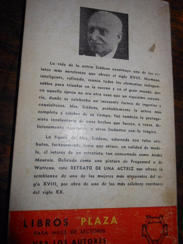 Retrato De Una Actriz / André Maurois / Plaza & Janés (Usado)