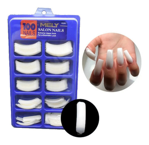 100 Tips Uñas Postizas Semi Cuadrada Escalon Medio Sonrisas