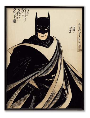 Cuadro Batman Comic Japonés 30x40 Cm Marco Negro